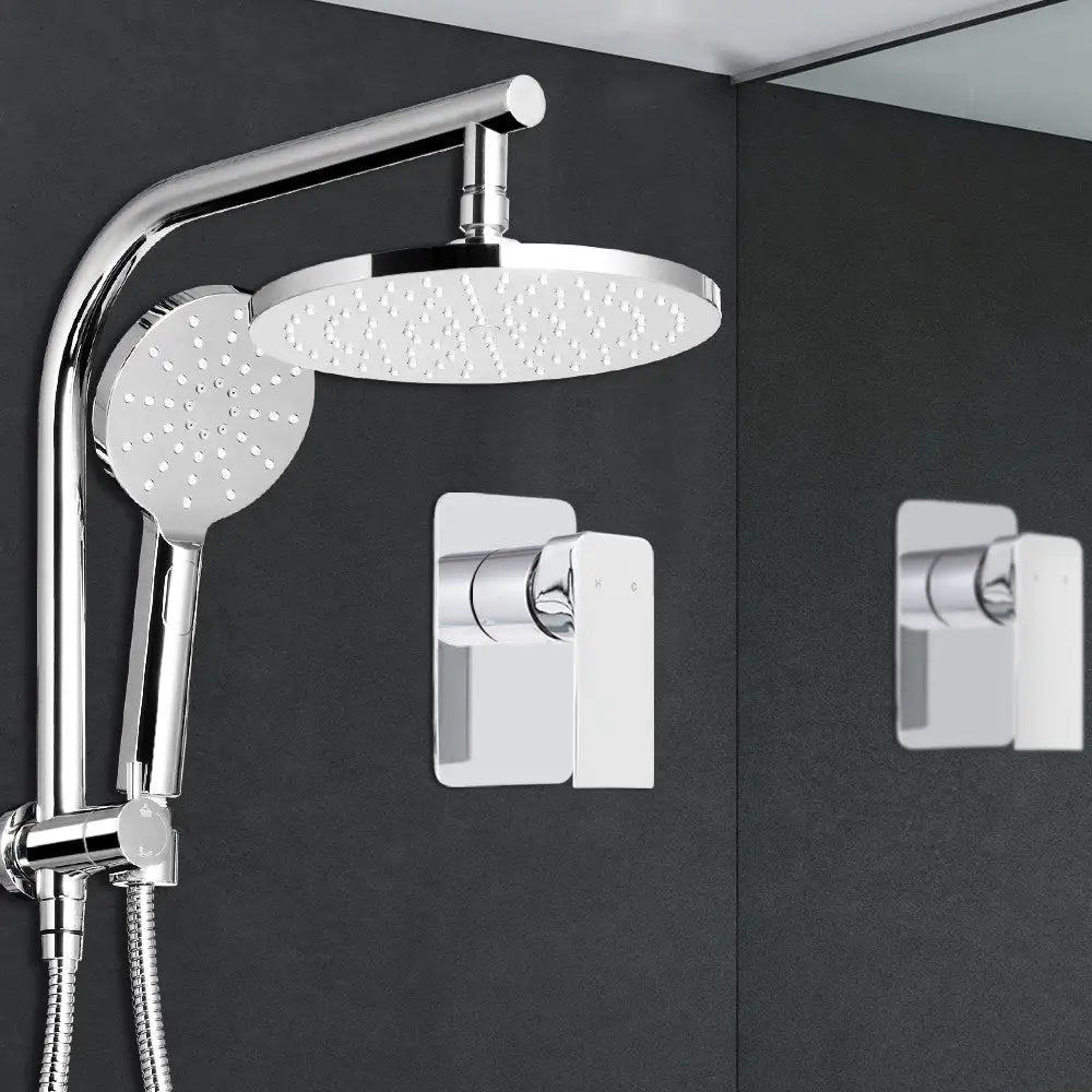 Cefito 9’’ Rain Shower Head Set Handheld Round High Pressure Mixer Tap Chrome - Home & Garden > Bathroom Accessories >