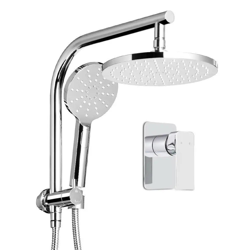 Cefito 9’’ Rain Shower Head Set Handheld Round High Pressure Mixer Tap Chrome - Home & Garden > Bathroom Accessories >