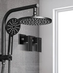 Cefito 9’’ Rain Shower Head Set Handheld Round High Pressure Twins Tap Black - Home & Garden > Bathroom Accessories >