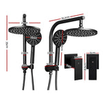 Cefito 9’’ Rain Shower Head Set Handheld Round High Pressure Twins Tap Black - Home & Garden > Bathroom Accessories >