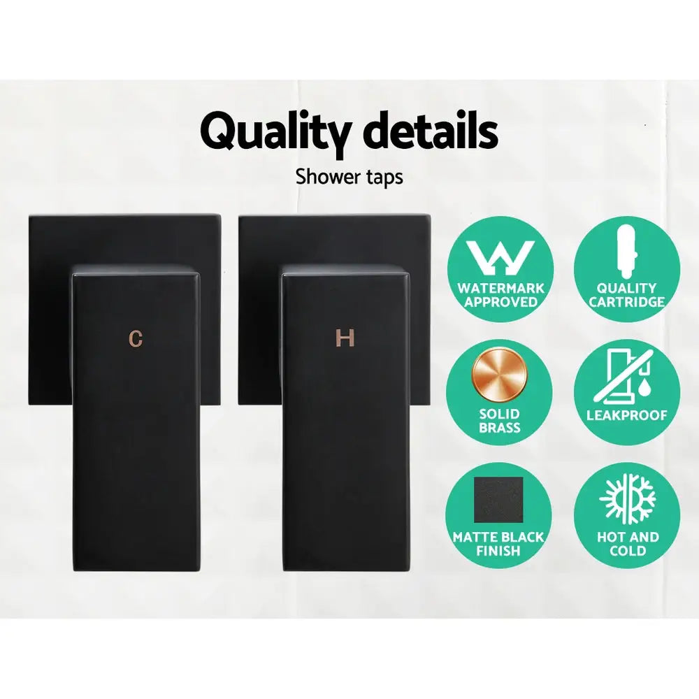 Cefito 9’’ Rain Shower Head Set Handheld Round High Pressure Twins Tap Black - Home & Garden > Bathroom Accessories >