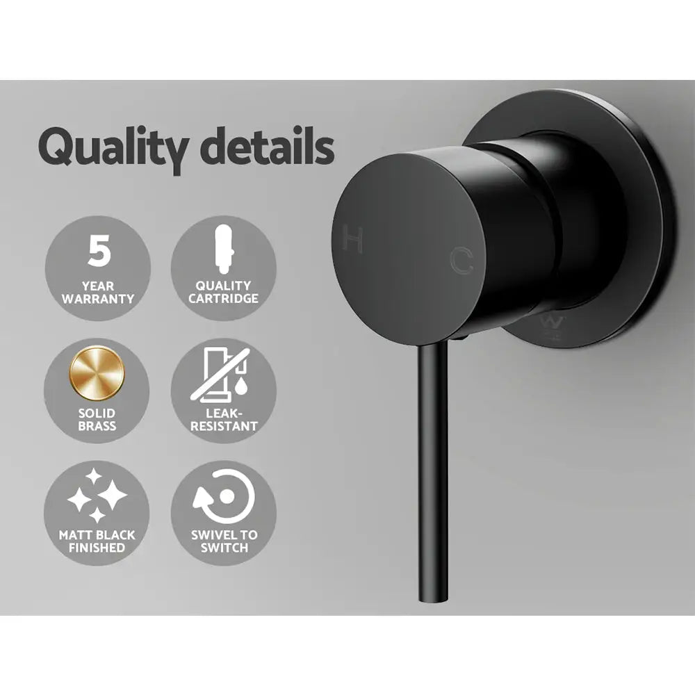 Cefito Basin Mixer Wall Tap Round Brass Faucet Shower Bathtub Black - Home & Garden > Bathroom Accessories > Shower
