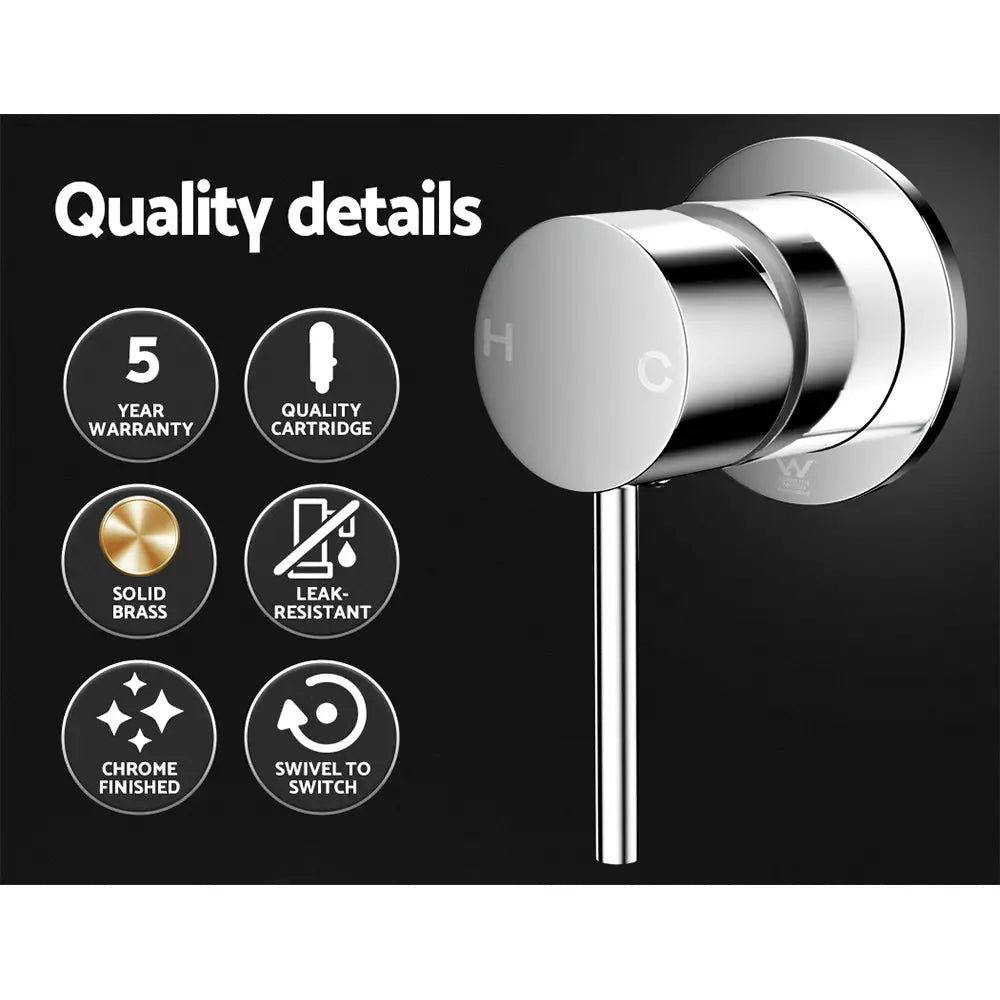 Cefito Basin Mixer Wall Tap Round Brass Faucet Shower Bathtub Chrome - Home & Garden > Bathroom Accessories > Shower