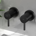 Cefito Basin Twin Tap Wall Round Brass Faucet Shower Bathtub Black - Home & Garden > Bathroom Accessories > Shower