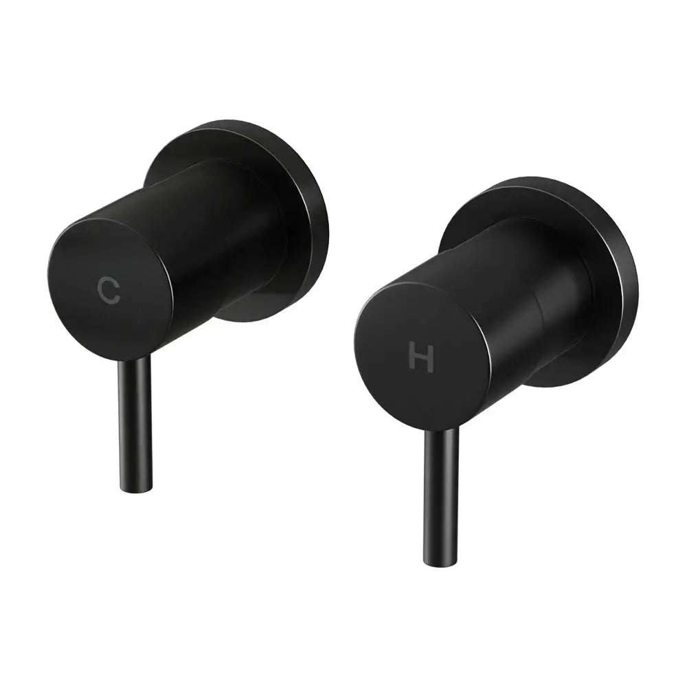 Cefito Basin Twin Tap Wall Round Brass Faucet Shower Bathtub Black - Home & Garden > Bathroom Accessories > Shower