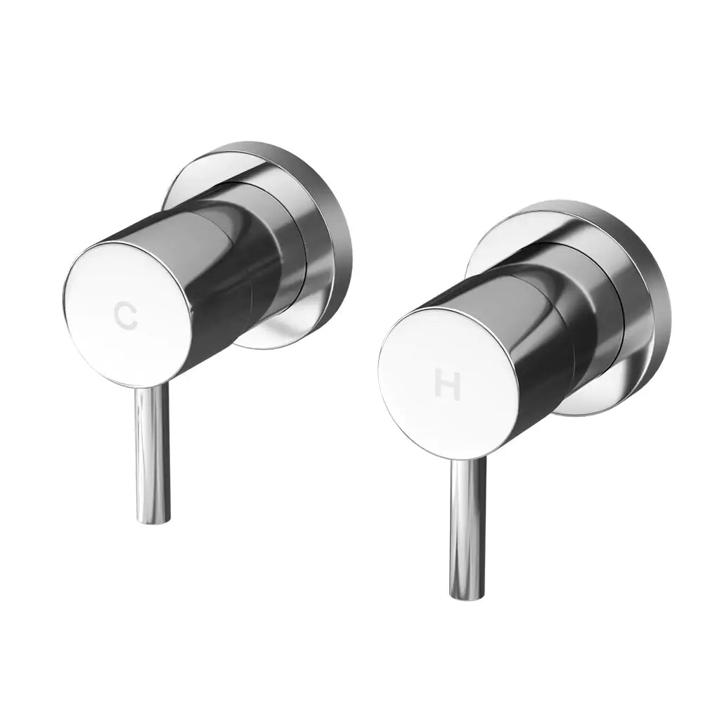 Cefito Basin Twin Tap Wall Round Brass Faucet Shower Bathtub Chrome - Home & Garden > Bathroom Accessories > Shower
