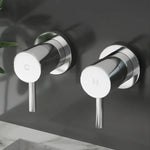 Cefito Basin Twin Tap Wall Round Brass Faucet Shower Bathtub Chrome - Home & Garden > Bathroom Accessories > Shower