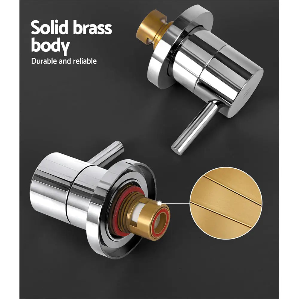 Cefito Basin Twin Tap Wall Round Brass Faucet Shower Bathtub Chrome - Home & Garden > Bathroom Accessories > Shower