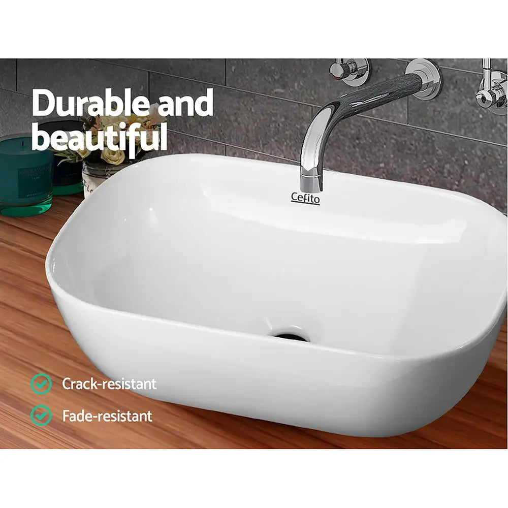 Cefito Bathroom Basin Ceramic Vanity Sink Hand Wash Bowl 46x33cm - Furniture > Bathroom > Sinks