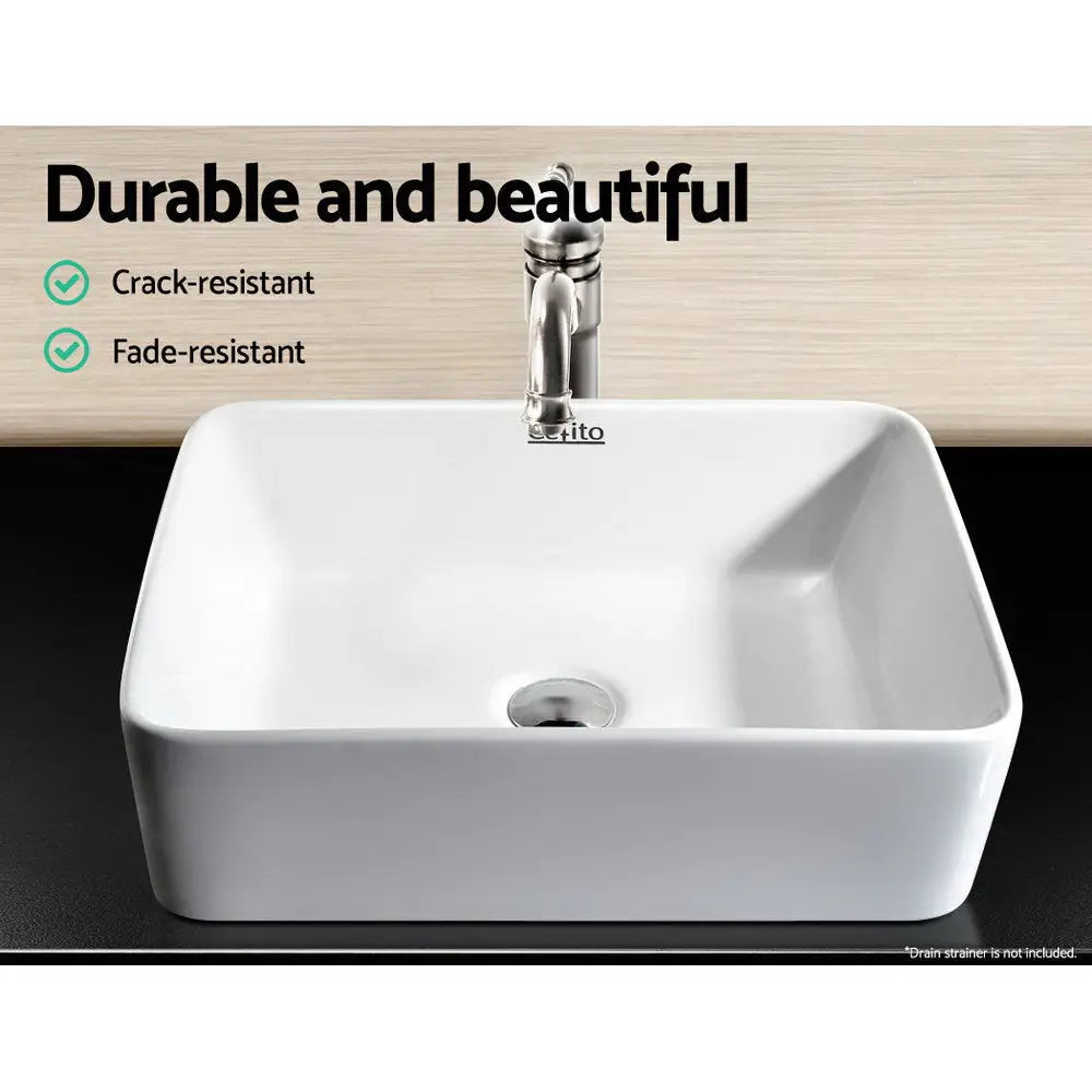 Cefito Bathroom Basin Ceramic Vanity Sink Hand Wash Bowl 48x37cm White - Furniture > Bathroom > Sinks