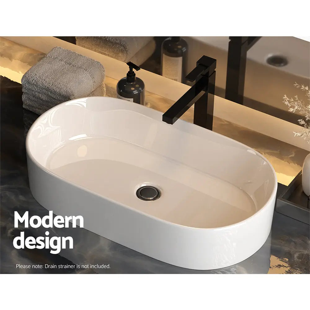 Cefito Bathroom Basin Ceramic Vanity Sink Hand Wash Bowl 52x31cm - Furniture > Bathroom > Sinks