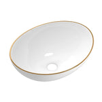 Cefito Bathroom Basin Ceramic Vanity Sink Hand Wash Bowl Gold Line 41x34cm - Furniture > Bathroom > Sinks