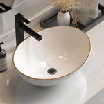 Cefito Bathroom Basin Ceramic Vanity Sink Hand Wash Bowl Gold Line 41x34cm - Furniture > Bathroom > Sinks