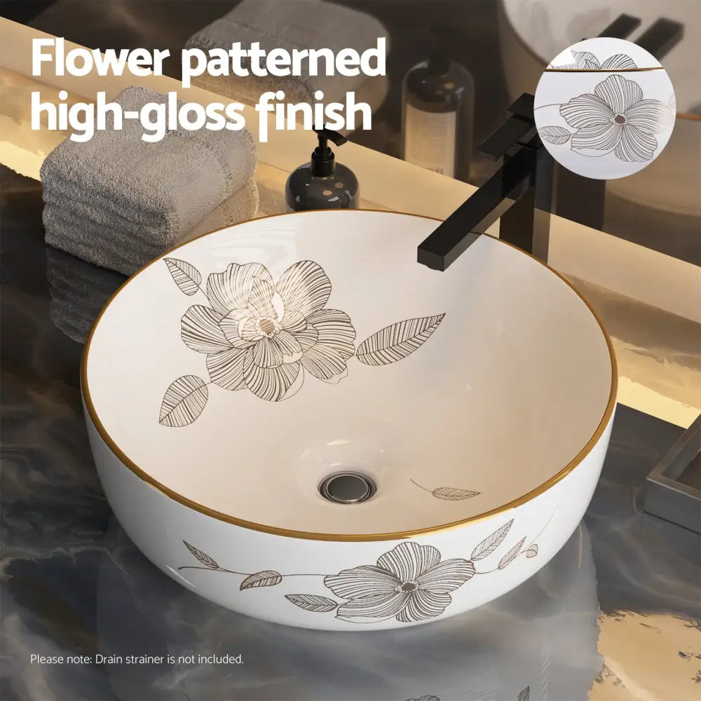 Cefito Bathroom Basin Ceramic Vanity Sink Hand Wash Bowl with Pattern 41x41cm - Furniture > Bathroom > Sinks
