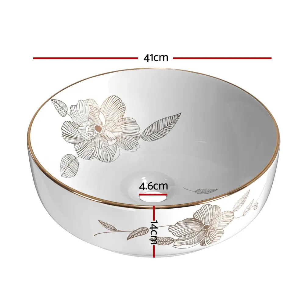 Cefito Bathroom Basin Ceramic Vanity Sink Hand Wash Bowl with Pattern 41x41cm - Furniture > Bathroom > Sinks