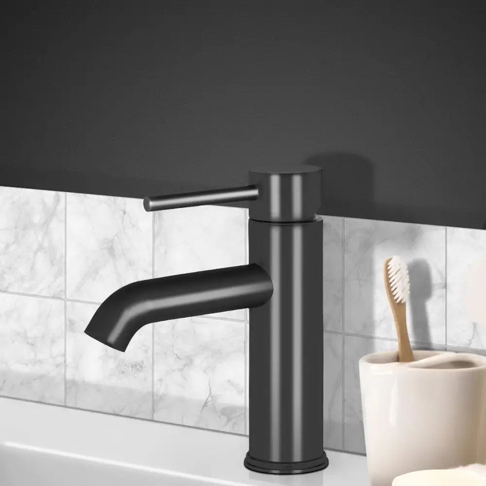 Cefito Bathroom Basin Mixer Tap Round Brass Faucet Vanity Laundry Black - Home & Garden > Bathroom Accessories > Shower