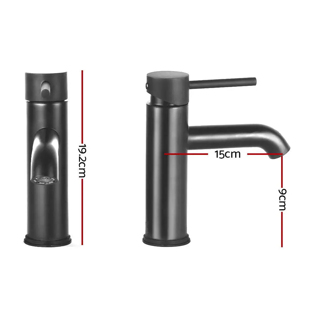 Cefito Bathroom Basin Mixer Tap Round Brass Faucet Vanity Laundry Black - Home & Garden > Bathroom Accessories > Shower