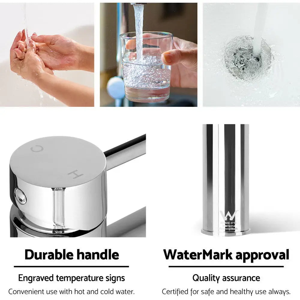 Cefito Bathroom Basin Mixer Tap Round Brass Faucet Vanity Laundry Chrome - Furniture > Bathroom > Tap & Sink Accessories