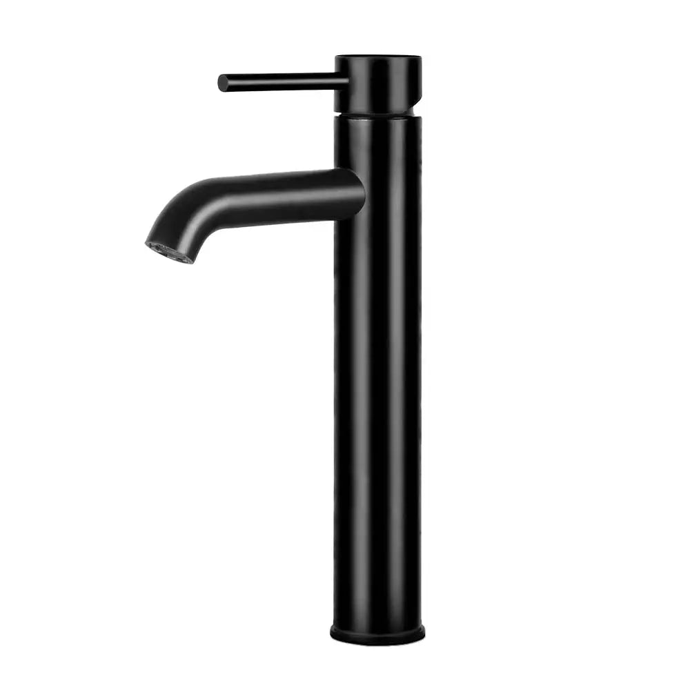 Cefito Bathroom Basin Mixer Tap Round Tall Faucet Vanity Laundry Black - Furniture > Bathroom > Tap & Sink Accessories