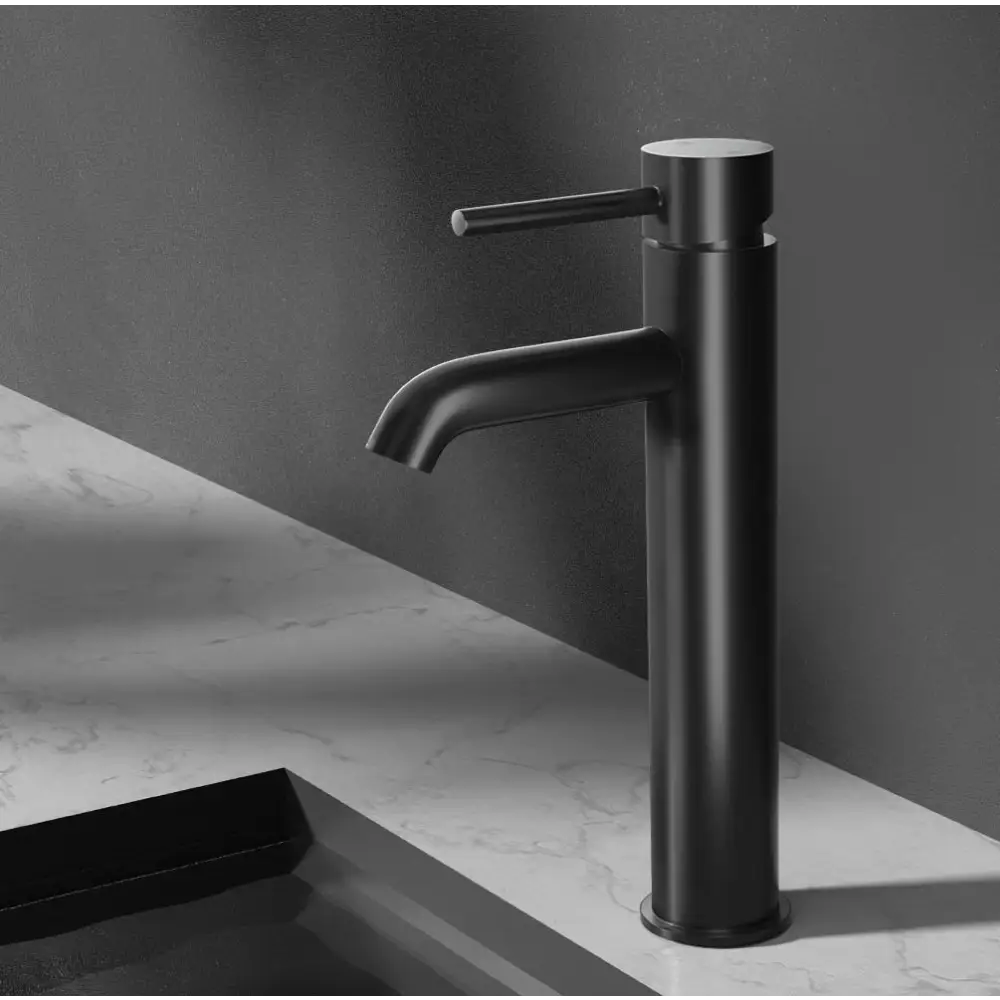 Cefito Bathroom Basin Mixer Tap Round Tall Faucet Vanity Laundry Black - Furniture > Bathroom > Tap & Sink Accessories