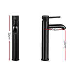 Cefito Bathroom Basin Mixer Tap Round Tall Faucet Vanity Laundry Black - Furniture > Bathroom > Tap & Sink Accessories