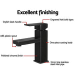 Cefito Bathroom Basin Mixer Tap Square Faucet Vanity Laundry Black - Furniture > Bathroom > Tap & Sink Accessories