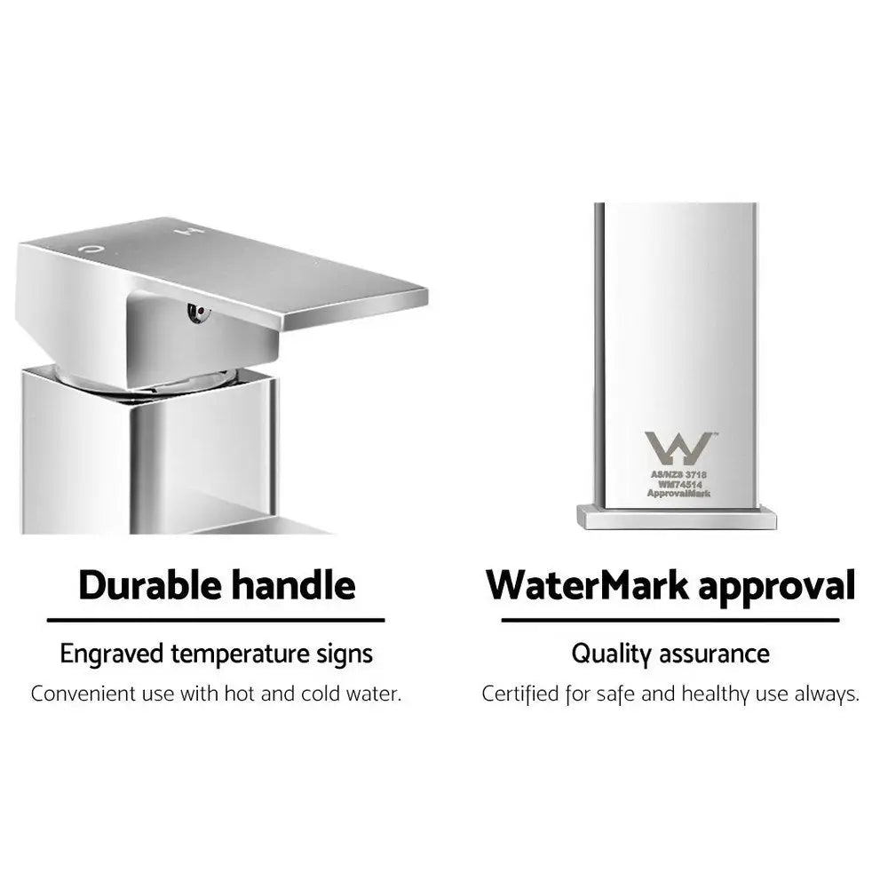 Cefito Bathroom Basin Mixer Tap Square Faucet Vanity Laundry Chrome - Furniture > Bathroom > Tap & Sink Accessories