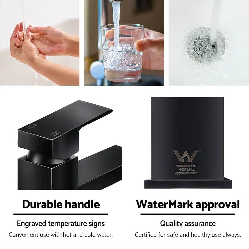 Cefito Bathroom Basin Mixer Tap Square Tall Faucet Vanity Laundry Black - Furniture > Bathroom > Tap & Sink Accessories