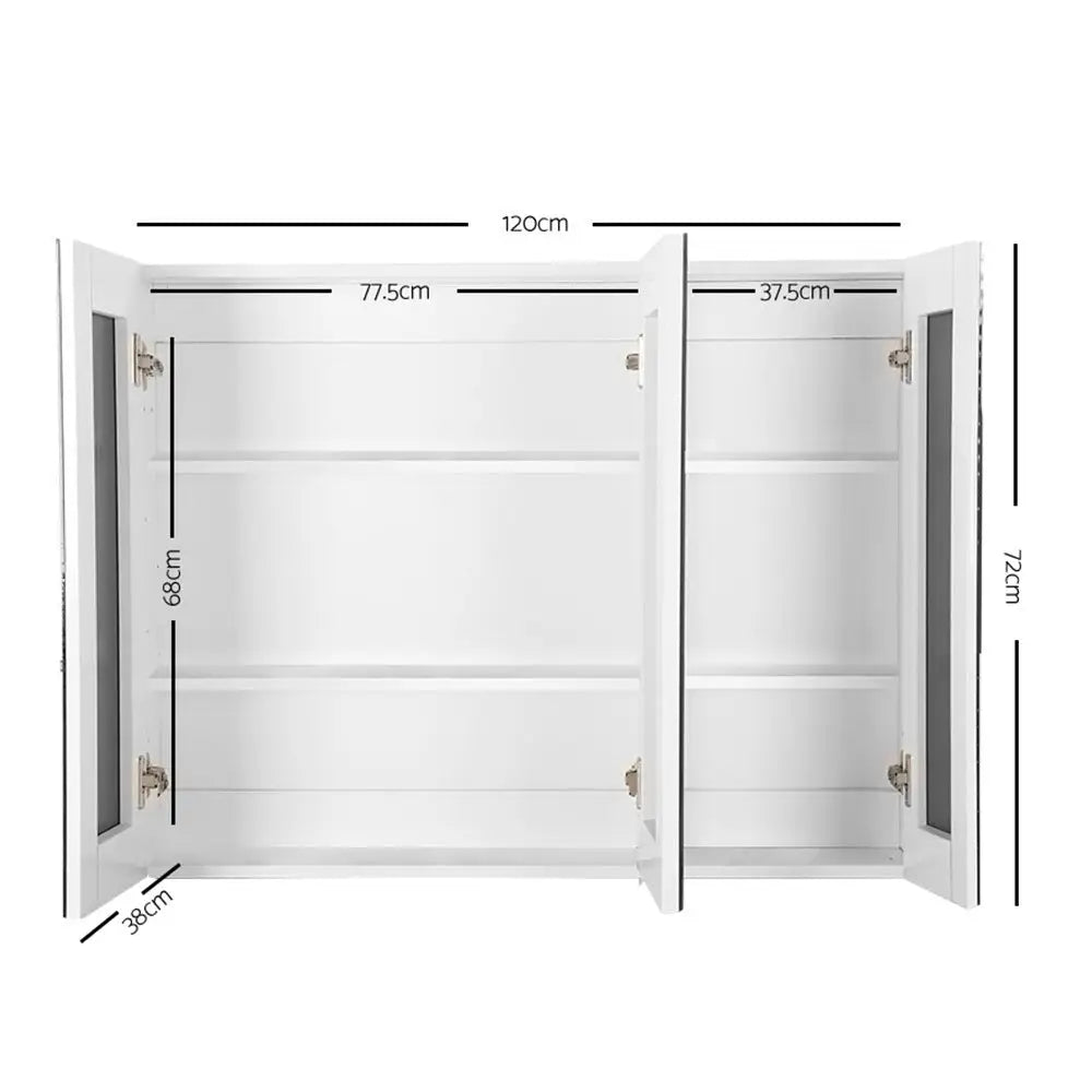 Cefito Bathroom Mirror Cabinet 1200x720mm White - Furniture > Bathroom