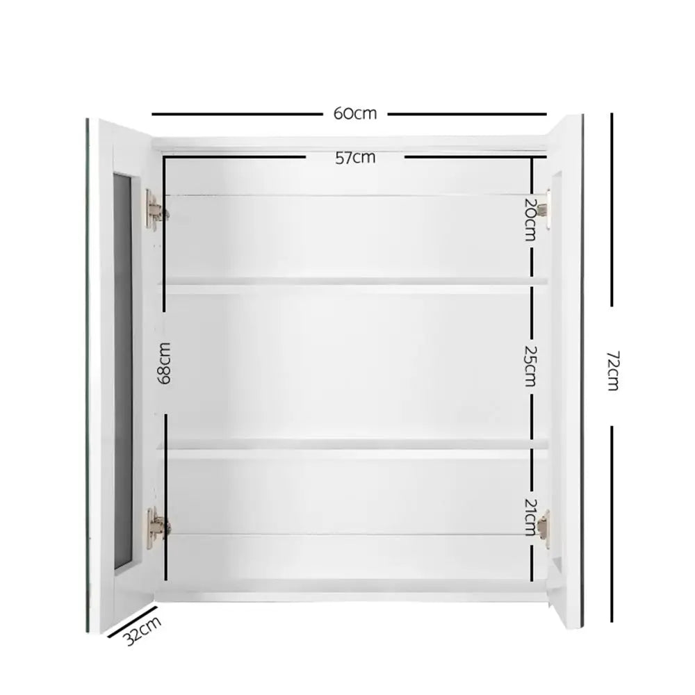 Cefito Bathroom Mirror Cabinet 600x720mm White - Home & Garden > Bathroom Accessories