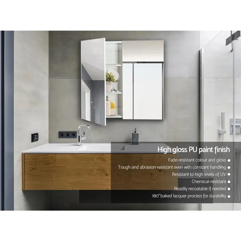 Cefito Bathroom Mirror Cabinet 750x720mm White - Furniture > Bathroom