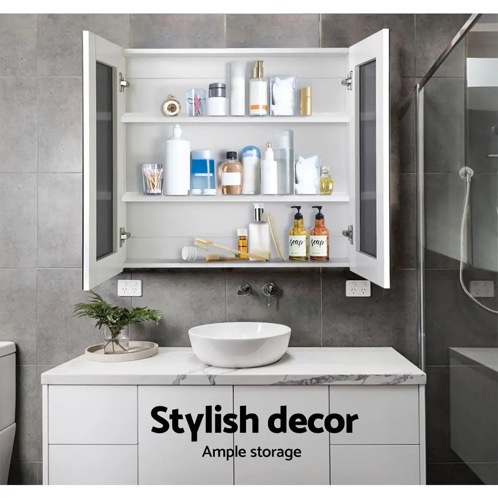 Cefito Bathroom Mirror Cabinet 750x720mm White - Furniture > Bathroom