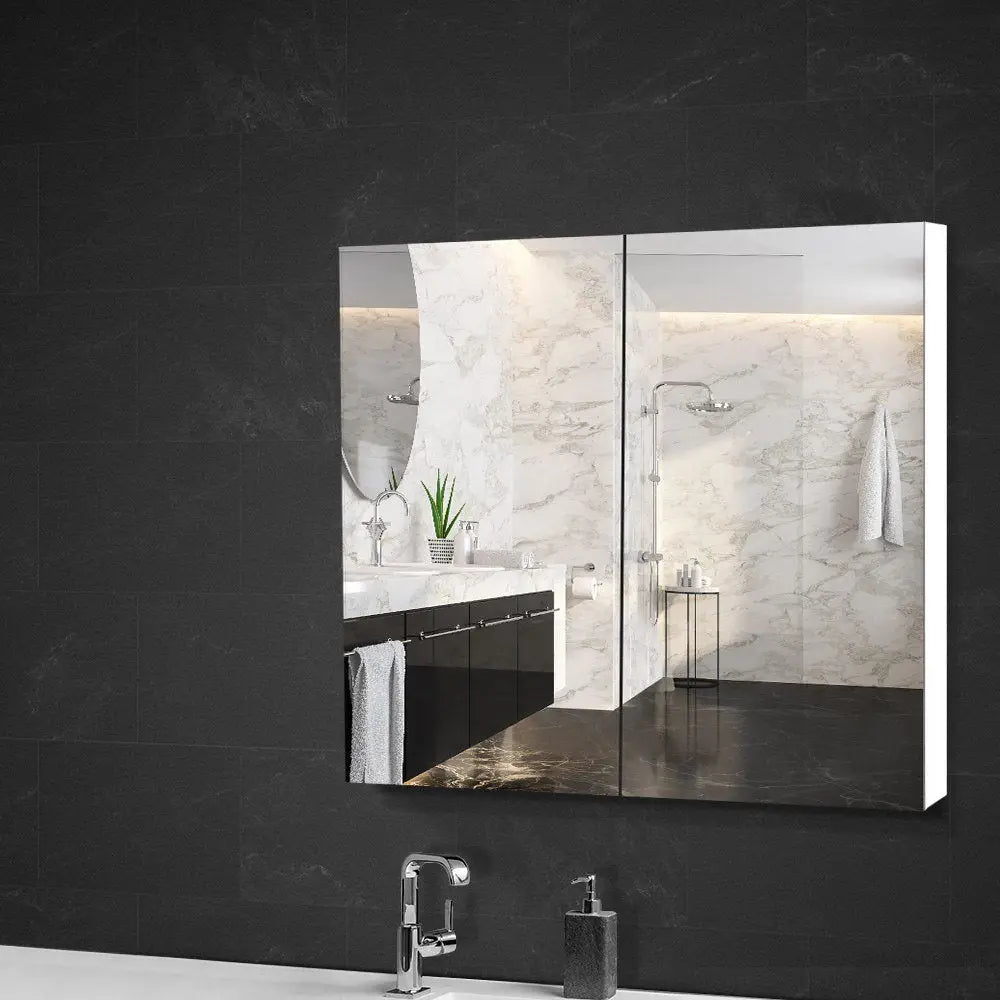 Cefito Bathroom Mirror Cabinet 750x720mm White - Furniture > Bathroom