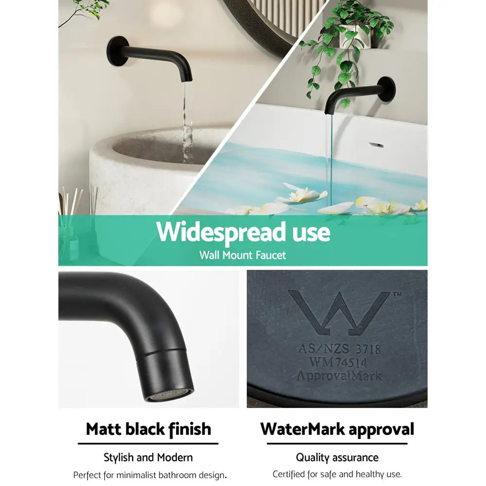 Cefito Bathroom Mixer Spout Wall Bath Tap Round Shower Bathtub Black - Home & Garden > Bathroom Accessories > Shower