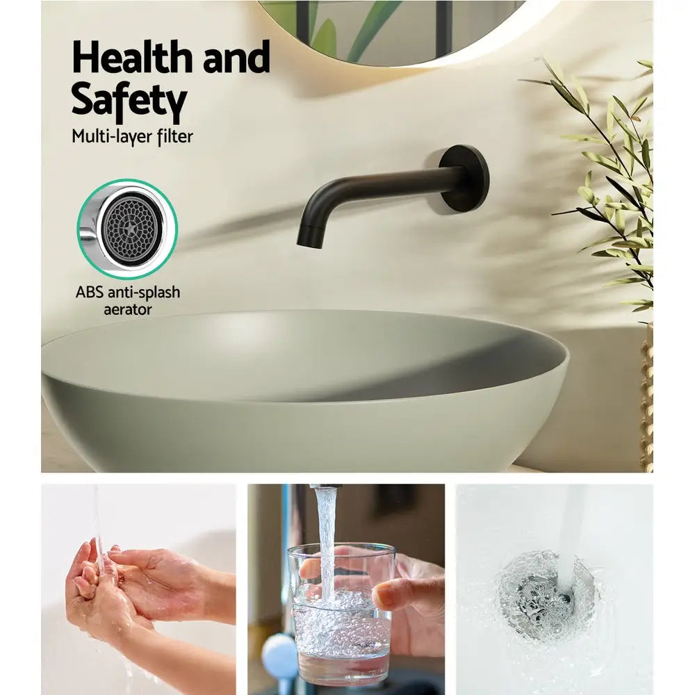 Cefito Bathroom Mixer Spout Wall Bath Tap Round Shower Bathtub Black - Home & Garden > Bathroom Accessories > Shower