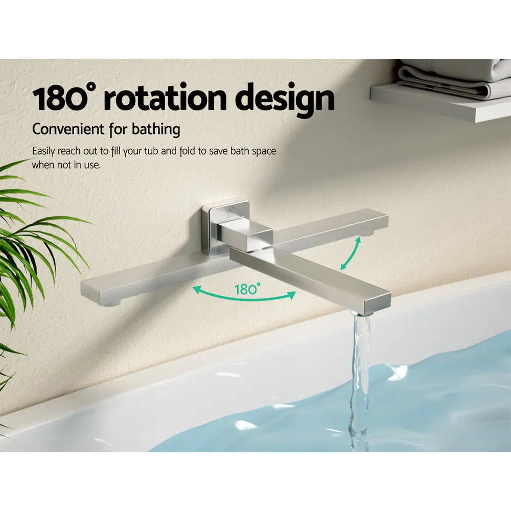 Cefito Bathroom Mixer Spout Wall Bath Tap Square Swivel Bathtub Chrome - Furniture > Bathroom > Tap & Sink Accessories