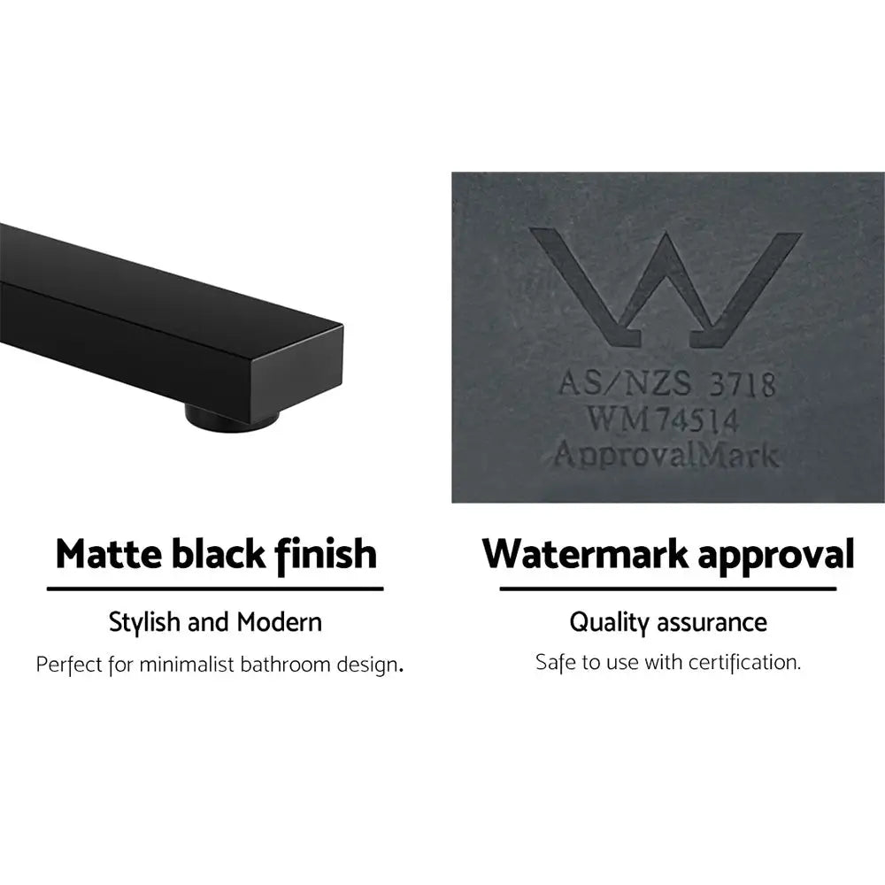 Cefito Bathroom Mixer Spout Wall Bath Tap Square Swivel Bathtub Black - Furniture > Bathroom > Tap & Sink Accessories