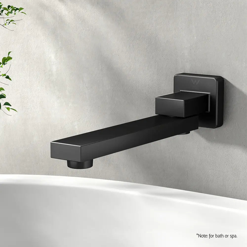 Cefito Bathroom Mixer Spout Wall Bath Tap Square Swivel Bathtub Black - Furniture > Bathroom > Tap & Sink Accessories