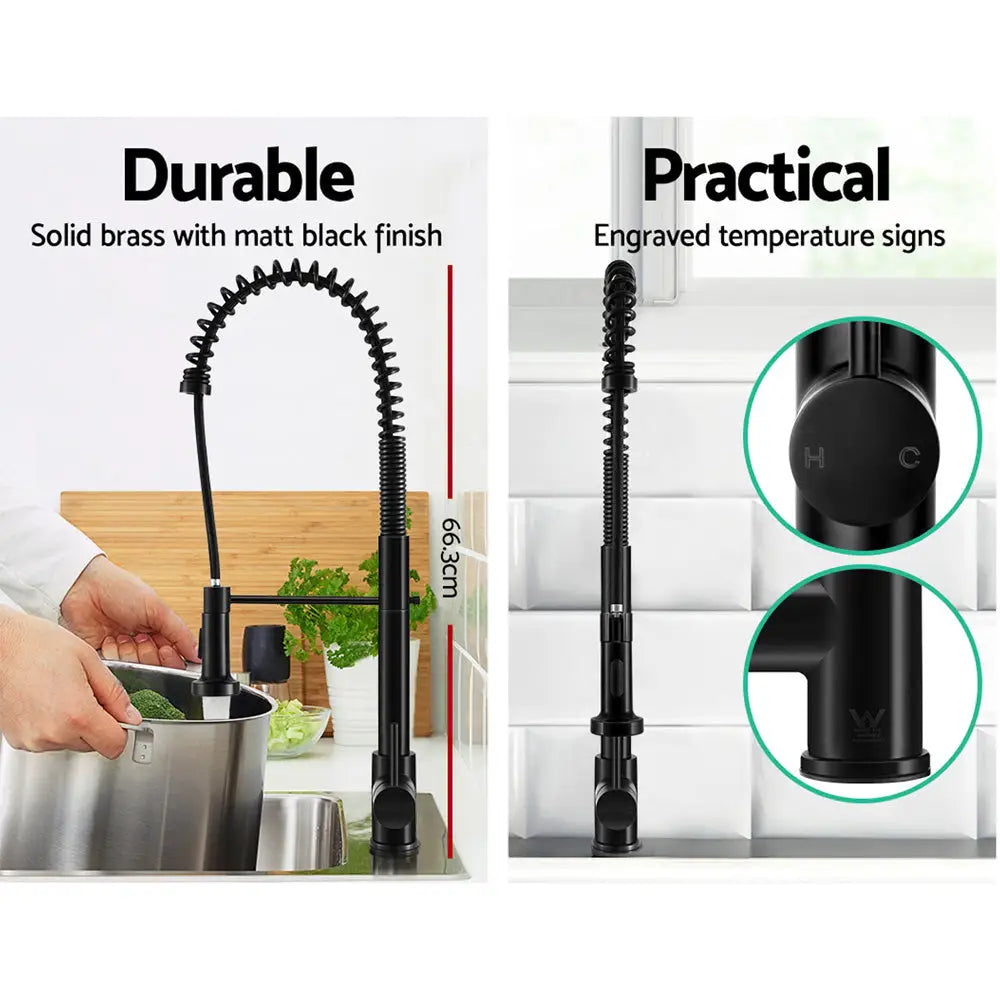 Cefito Kitchen Mixer Tap Pull Down 2 Modes Sink Faucet Basin Laundry Black - Furniture > Bathroom > Tap & Sink
