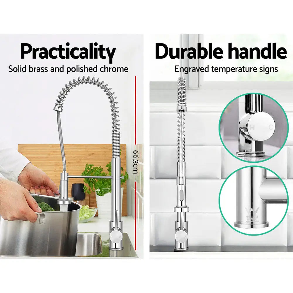 Cefito Kitchen Mixer Tap Pull Down 2 Modes Sink Faucet Basin Laundry Chrome - Furniture > Bathroom > Tap & Sink