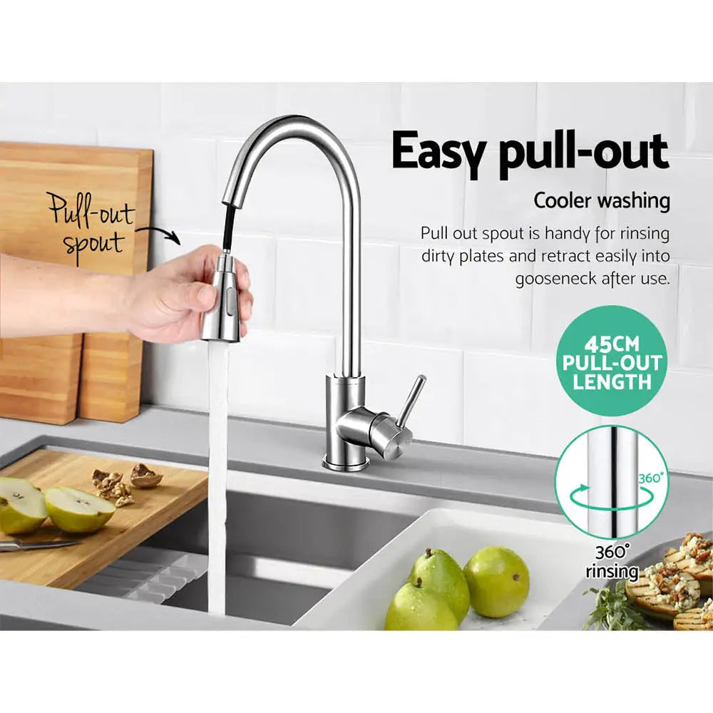 Cefito Kitchen Mixer Tap Pull Out 2 Mode Sink Faucet Basin Laundry Chrome - Furniture > Bathroom > Tap & Sink