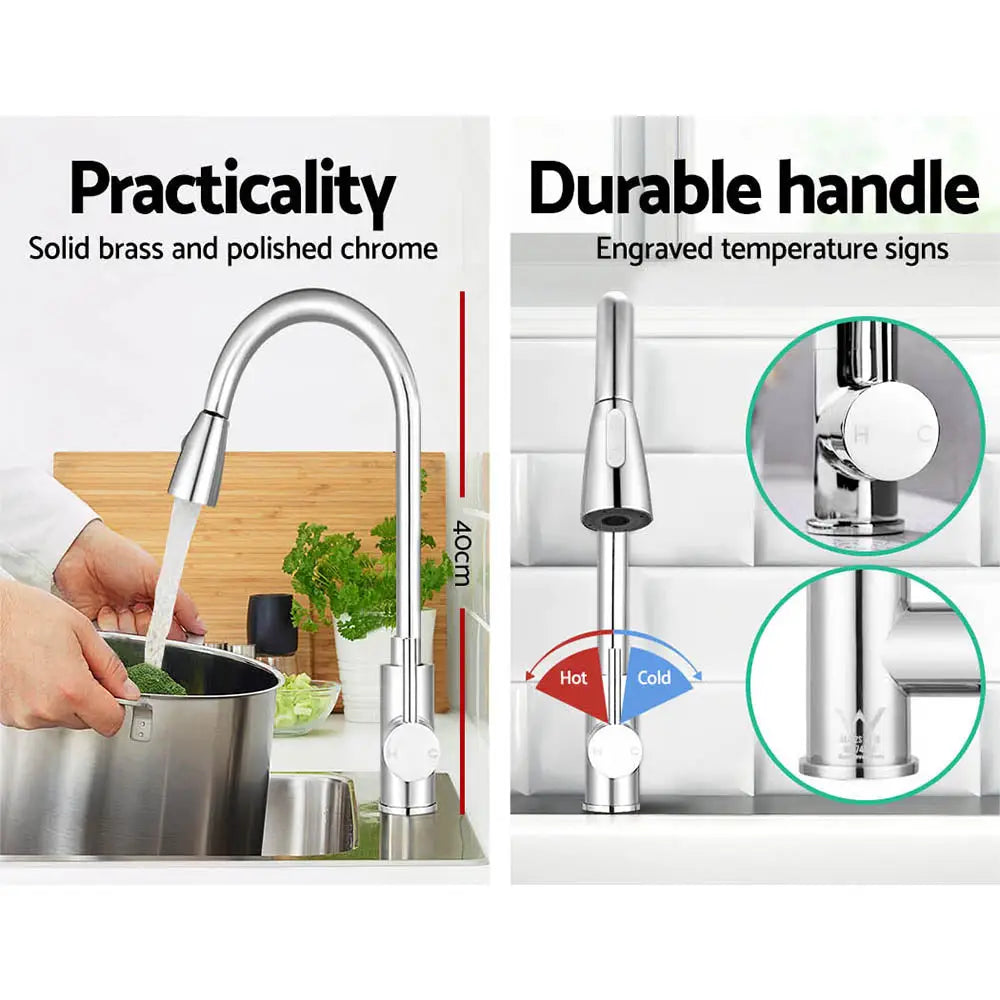 Cefito Kitchen Mixer Tap Pull Out 2 Mode Sink Faucet Basin Laundry Chrome - Furniture > Bathroom > Tap & Sink