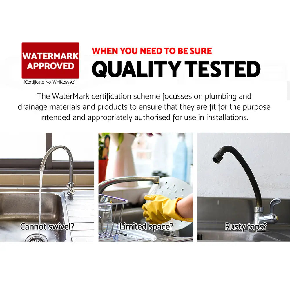 Cefito Kitchen Mixer Tap Mixer Round Sink Faucet Basin Laundry Black - Furniture > Bathroom > Tap & Sink Accessories