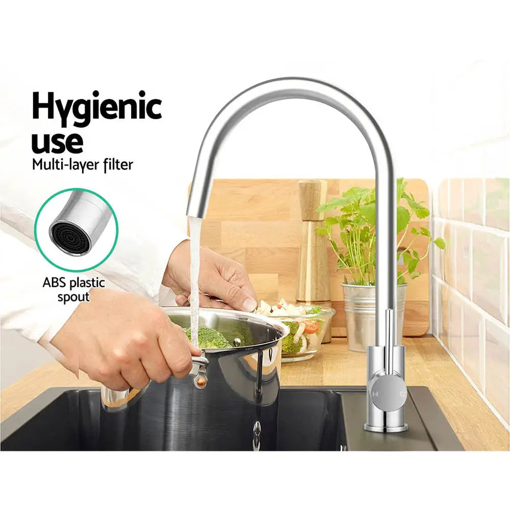 Cefito Kitchen Mixer Tap Mixer Round Sink Faucet Basin Laundry Chrome - Furniture > Bathroom > Tap & Sink Accessories
