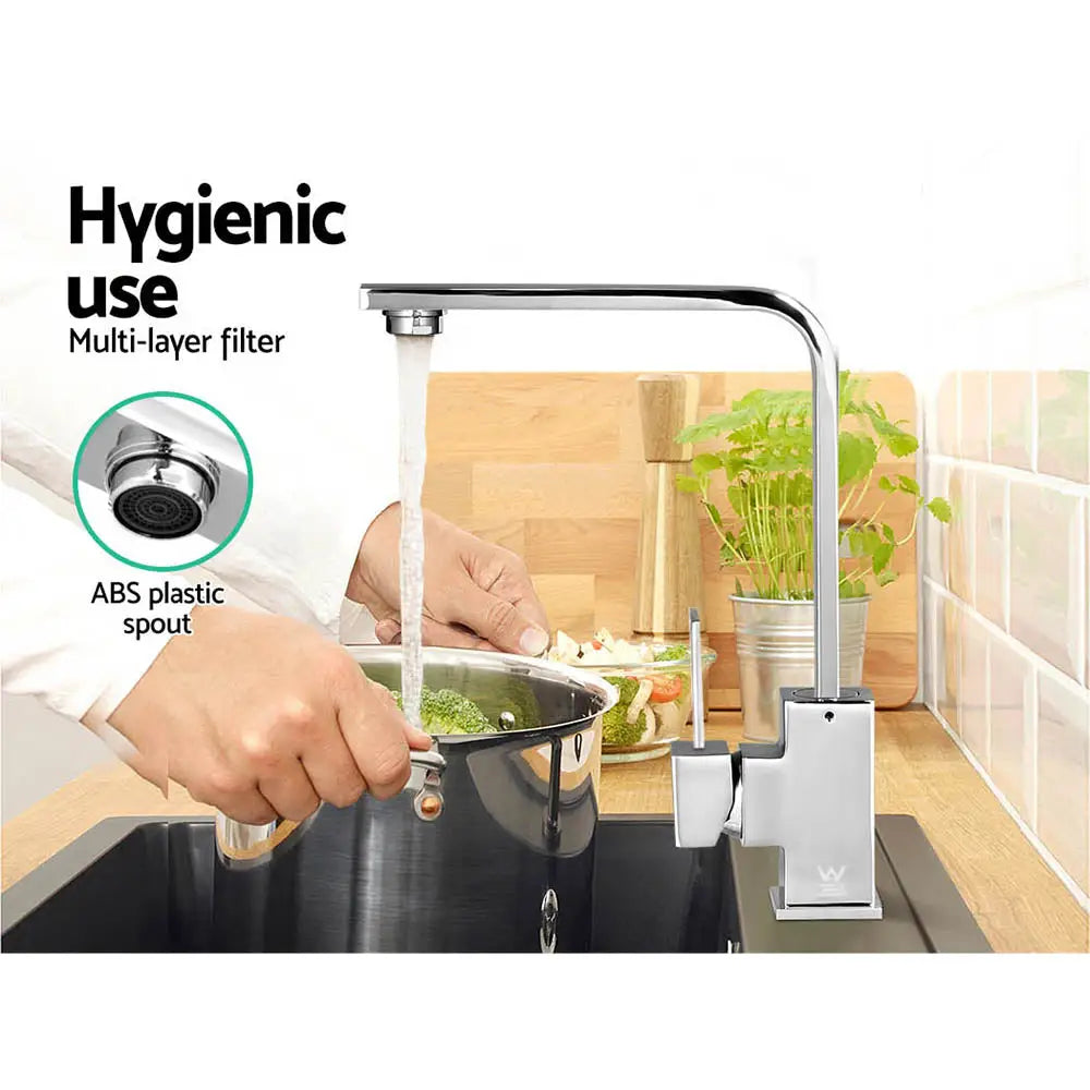 Cefito Kitchen Mixer Tap Mixer Square Sink Faucet Basin Laundry Chrome - Furniture > Bathroom > Tap & Sink Accessories