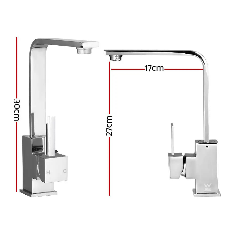 Cefito Kitchen Mixer Tap Mixer Square Sink Faucet Basin Laundry Chrome - Furniture > Bathroom > Tap & Sink Accessories