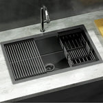 Cefito Kitchen Sink 70X45CM Stainless Steel Single Bowl Drain Rack Basket Black - Home & Garden > Kitchenware