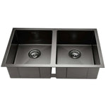 Cefito Kitchen Sink 77X45CM Stainless Steel Basin Double Bowl Black - Furniture > Bathroom > Sinks