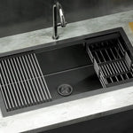 Cefito Kitchen Sink 81X45CM Stainless Steel Single Bowl Drain Rack Basket Black - Home & Garden > Kitchenware