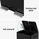Cefito Pedal Bins Rubbish Bin Dual Compartment Waste Recycle Dustbins 60L Black - Home & Garden > Kitchen Bins